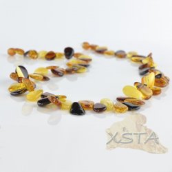 Amber necklace polished multicolour leaves